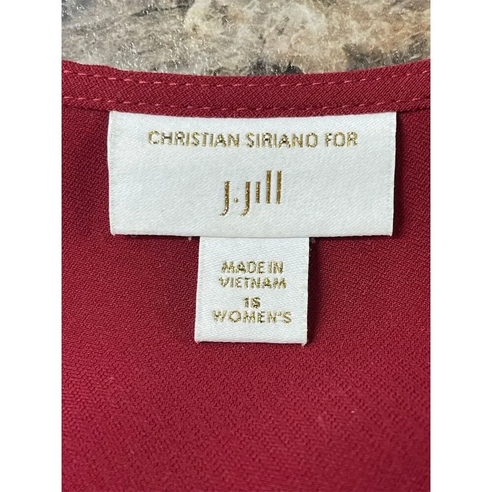 J. Jill Women's Bell Sleeve Midi Length Dress Red Size 18 - Picture 5 of 10